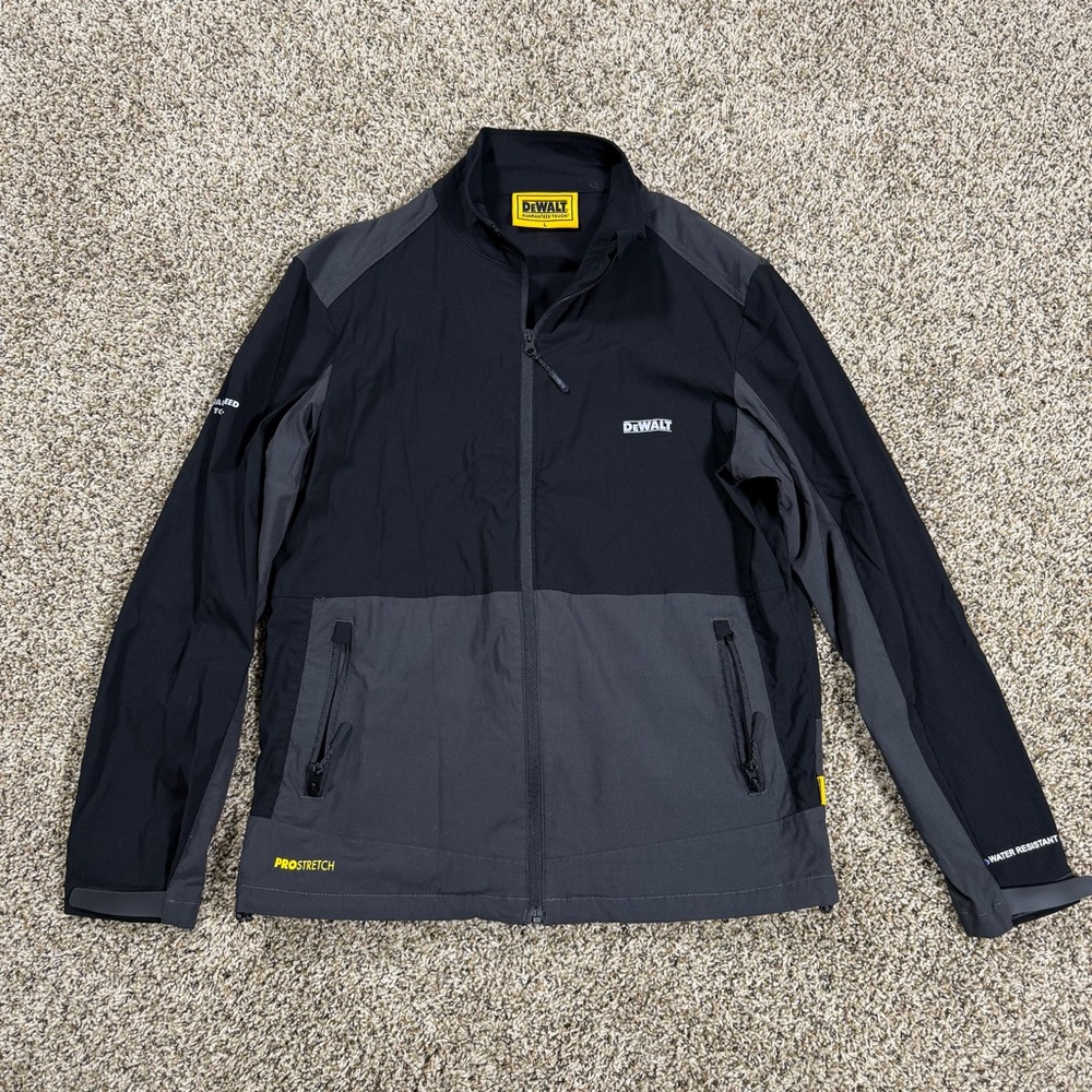 DeWalt ProStretch Water Resistant Jacket Coat Mens Size Large Black Gray